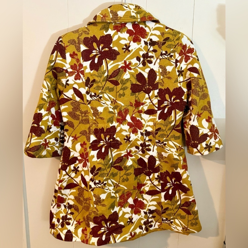 AMBITION Fall Gold Floral Button-Up Coat, Size S - Picture 9 of 12